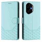 For Honor 300 5G Honeycomb Embossing RFID Leather Phone Case(Mint Green) - 2