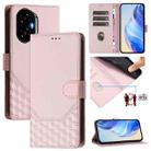 For Honor 300 5G Honeycomb Embossing RFID Leather Phone Case(Pink) - 1