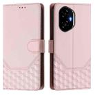 For Honor 300 5G Honeycomb Embossing RFID Leather Phone Case(Pink) - 2
