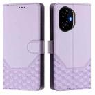 For Honor 300 5G Honeycomb Embossing RFID Leather Phone Case(Light Purple) - 2