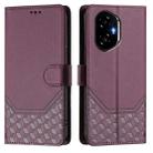 For Honor 300 5G Honeycomb Embossing RFID Leather Phone Case(Violet) - 2