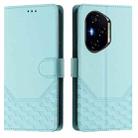 For Honor 300 Pro 5G / 300 Ultra 5G Honeycomb Embossing RFID Leather Phone Case(Mint Green) - 2