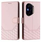 For Honor 300 Pro 5G / 300 Ultra 5G Honeycomb Embossing RFID Leather Phone Case(Pink) - 2