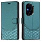 For Honor 300 Pro 5G / 300 Ultra 5G Honeycomb Embossing RFID Leather Phone Case(Peacock Green) - 2
