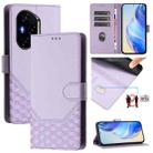 For Honor 300 Pro 5G / 300 Ultra 5G Honeycomb Embossing RFID Leather Phone Case(Light Purple) - 1