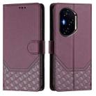 For Honor 300 Pro 5G / 300 Ultra 5G Honeycomb Embossing RFID Leather Phone Case(Violet) - 2