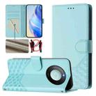 For Honor X9c Smart 5G Honeycomb Embossing RFID Leather Phone Case(Mint Green) - 1
