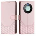 For Honor X9c Smart 5G Honeycomb Embossing RFID Leather Phone Case(Pink) - 2
