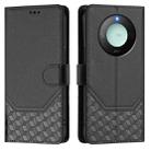 For Honor X9c Smart 5G Honeycomb Embossing RFID Leather Phone Case(Black) - 2