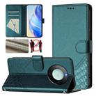 For Honor X9c Smart 5G Honeycomb Embossing RFID Leather Phone Case(Peacock Green) - 1