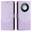 For Honor X9c Smart 5G Honeycomb Embossing RFID Leather Phone Case(Light Purple) - 2