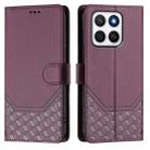 For Honor X8c 4G Honeycomb Embossing RFID Leather Phone Case(Violet) - 2
