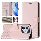 For Honor 400 Lite Honeycomb Embossing RFID Leather Phone Case(Pink) - 1