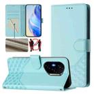 For Honor 400 Honeycomb Embossing RFID Leather Phone Case(Mint Green) - 1