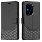 For Honor 400 Honeycomb Embossing RFID Leather Phone Case(Black) - 2