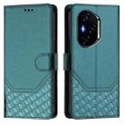 For Honor 400 Honeycomb Embossing RFID Leather Phone Case(Peacock Green) - 2