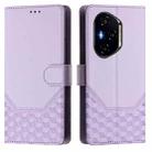 For Honor 400 Honeycomb Embossing RFID Leather Phone Case(Light Purple) - 2