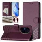 For Honor 400 Honeycomb Embossing RFID Leather Phone Case(Violet) - 1