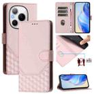 For Honor Power 5G Honeycomb Embossing RFID Leather Phone Case(Pink) - 1