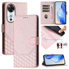 For Honor Play 60 5G Honeycomb Embossing RFID Leather Phone Case(Pink) - 1