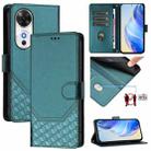 For Honor Play 60 5G Honeycomb Embossing RFID Leather Phone Case(Peacock Green) - 1