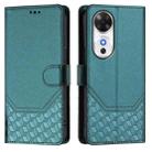 For Honor Play 60 5G Honeycomb Embossing RFID Leather Phone Case(Peacock Green) - 2