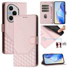For Honor 400 Pro Global 160.8mm Honeycomb Embossing RFID Leather Phone Case(Pink) - 1