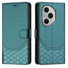 For Honor 400 Pro Global 160.8mm Honeycomb Embossing RFID Leather Phone Case(Peacock Green) - 2
