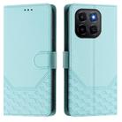 For Honor X6c 4G Honeycomb Embossing RFID Leather Phone Case(Mint Green) - 2