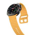 For Samsung Galaxy Watch Ultra 47mm Wavy Grain Stitched Silicone Watch Band(Yellow) - 3