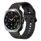 For Samsung Galaxy Watch Ultra 47mm Wavy Grain Stitched Silicone Watch Band(Black) - 1