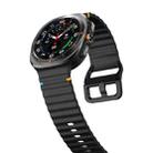 For Samsung Galaxy Watch Ultra 47mm Wavy Grain Stitched Silicone Watch Band(Black) - 3