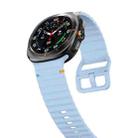 For Samsung Galaxy Watch Ultra 47mm Wavy Grain Stitched Silicone Watch Band(Light Blue) - 3