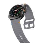 For Samsung Galaxy Watch Ultra 47mm Wavy Grain Stitched Silicone Watch Band(Dark Grey) - 3