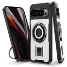 For Google Pixel 9 Pro XL Ring Holder Carbon Fiber PC Hybrid TPU Phone Case(White) - 1