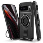 For Google Pixel 9 Pro XL Ring Holder Carbon Fiber PC Hybrid TPU Phone Case(Black) - 1