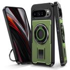 For Google Pixel 9 Pro XL Ring Holder Carbon Fiber PC Hybrid TPU Phone Case(Army Green) - 1