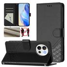 For vivo V40 Lite 5G / V30e 5G Global Honeycomb Embossing RFID Leather Phone Case(Black) - 1