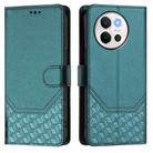 For vivo V40 Lite 5G / V30e 5G Global Honeycomb Embossing RFID Leather Phone Case(Peacock Green) - 2