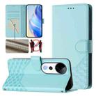 For vivo S19 Pro Honeycomb Embossing RFID Leather Phone Case(Mint Green) - 1