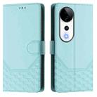 For vivo S19 Pro Honeycomb Embossing RFID Leather Phone Case(Mint Green) - 2