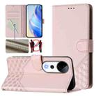 For vivo S19 Pro Honeycomb Embossing RFID Leather Phone Case(Pink) - 1