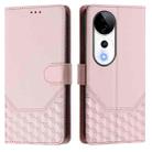 For vivo S19 Pro Honeycomb Embossing RFID Leather Phone Case(Pink) - 2