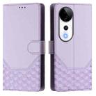 For vivo S19 Pro Honeycomb Embossing RFID Leather Phone Case(Light Purple) - 2