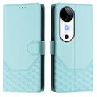 For vivo S19 Honeycomb Embossing RFID Leather Phone Case(Mint Green) - 2