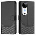 For vivo S19 Honeycomb Embossing RFID Leather Phone Case(Black) - 2