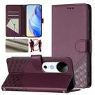 For vivo S19 Honeycomb Embossing RFID Leather Phone Case(Violet) - 1