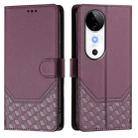 For vivo S19 Honeycomb Embossing RFID Leather Phone Case(Violet) - 2