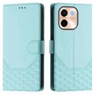 For vivo Y28 4G Honeycomb Embossing RFID Leather Phone Case(Mint Green) - 2