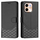 For vivo Y28 4G Honeycomb Embossing RFID Leather Phone Case(Black) - 2